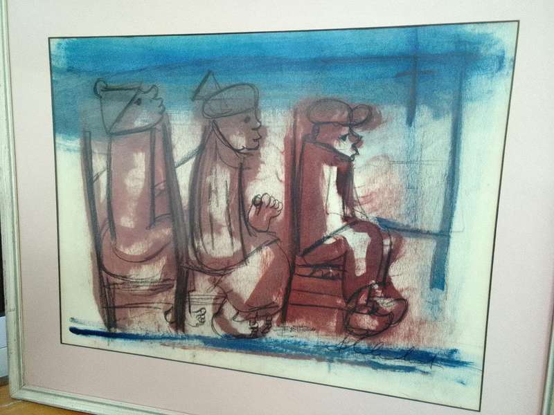Stunning Frans Claerhout 1919 -2006 -SA Artist - Mixed Media Painting- Three men-Excellent Condition