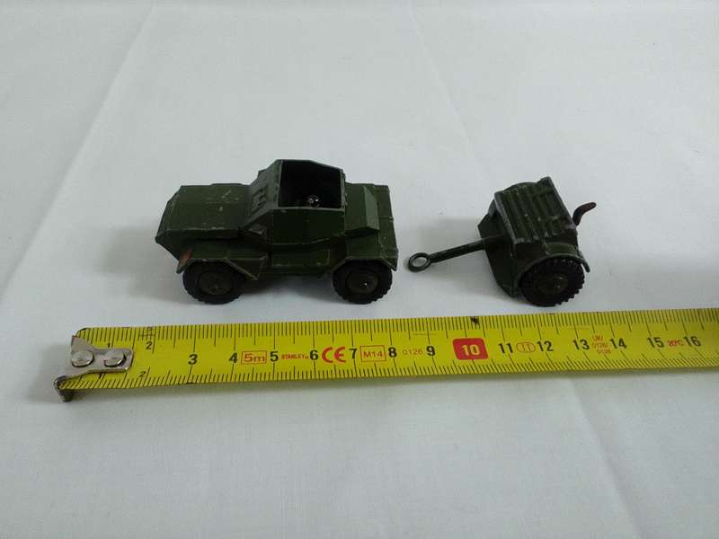 Rare Vintage Dinky Toys Meccano LTD -Army Scout Car And 25 Pounder Field Gun Trailer-Made in England