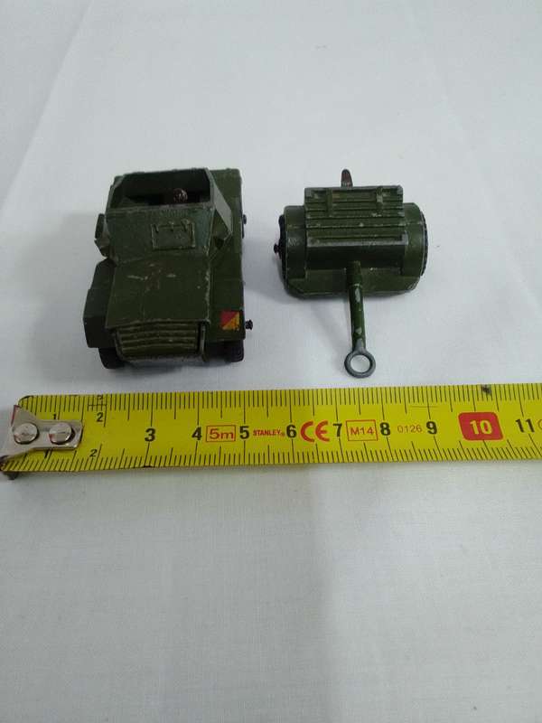 Rare Vintage Dinky Toys Meccano LTD -Army Scout Car And 25 Pounder Field Gun Trailer-Made in England