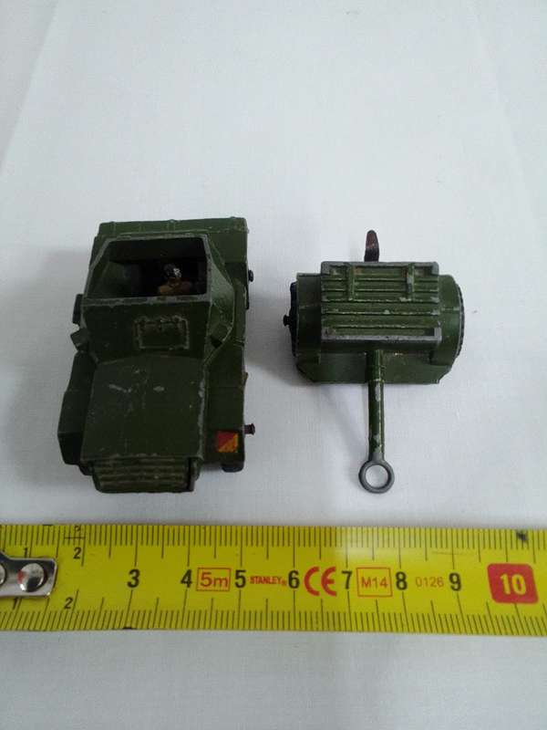 Rare Vintage Dinky Toys Meccano LTD -Army Scout Car And 25 Pounder Field Gun Trailer-Made in England