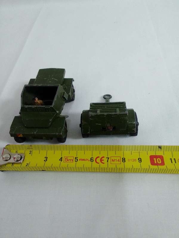 Rare Vintage Dinky Toys Meccano LTD -Army Scout Car And 25 Pounder Field Gun Trailer-Made in England