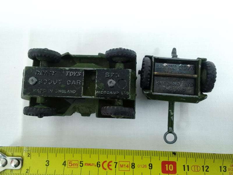 Rare Vintage Dinky Toys Meccano LTD -Army Scout Car And 25 Pounder Field Gun Trailer-Made in England