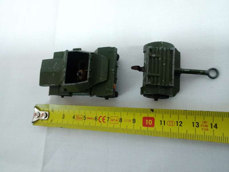 Rare Vintage Dinky Toys Meccano LTD -Army Scout Car And 25 Pounder Field Gun Trailer-Made in England