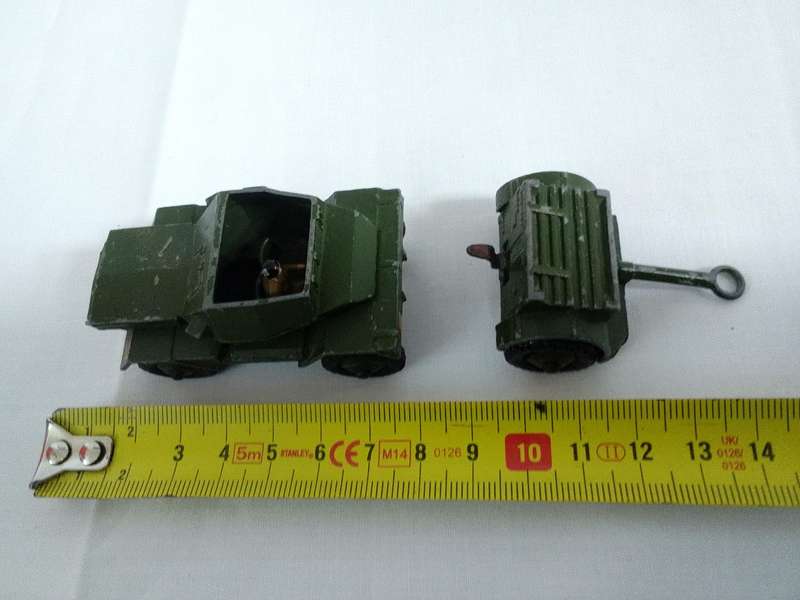 Rare Vintage Dinky Toys Meccano LTD -Army Scout Car And 25 Pounder Field Gun Trailer-Made in England