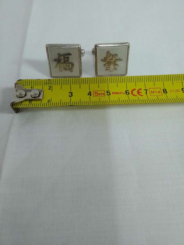 Stunning Hong Kong Sterling Silver And Mother Of Pearl Cufflinks - 14.6g - View Description