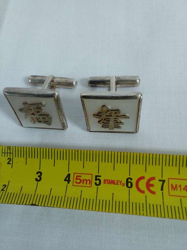 Stunning Hong Kong Sterling Silver And Mother Of Pearl Cufflinks - 14.6g - View Description
