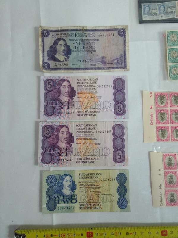 Collection Of Republic Of South Africa Notes And South African And Other Stamps -View Description