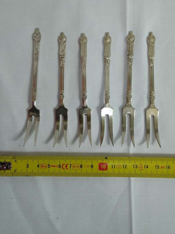 Vintage Collection Of Six Silver Plated EPNS Apostle Pickle Forks - Good Condition