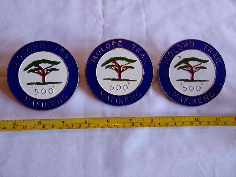 Stunning Vintage X Three Molopo Trail "500" Mafikeng Badge- Bidding On One - In Good Condition