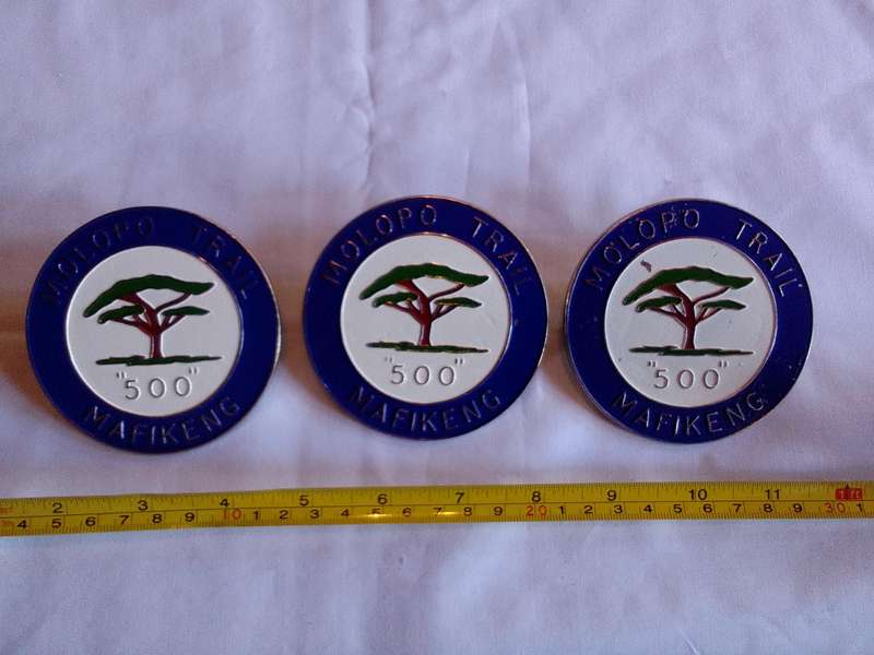 Stunning Vintage X Three Molopo Trail "500" Mafikeng Badge- Bidding On One - In Good Condition