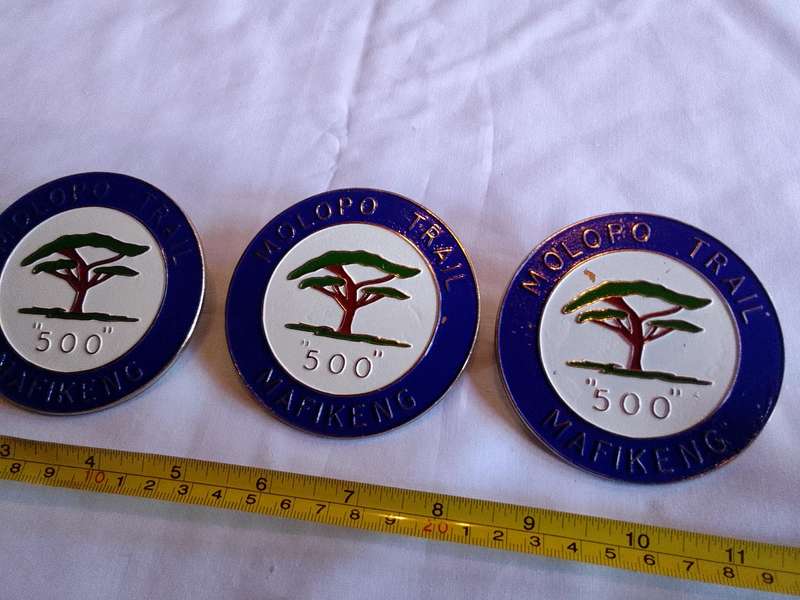 Stunning Vintage X Three Molopo Trail "500" Mafikeng Badge- Bidding On One - In Good Condition