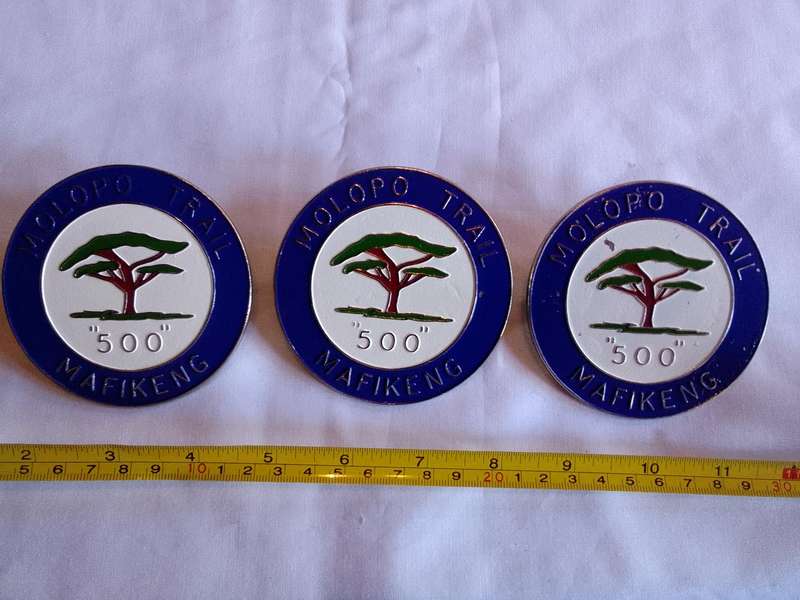 Stunning Vintage X Three Molopo Trail "500" Mafikeng Badge- Bidding On One - In Good Condition