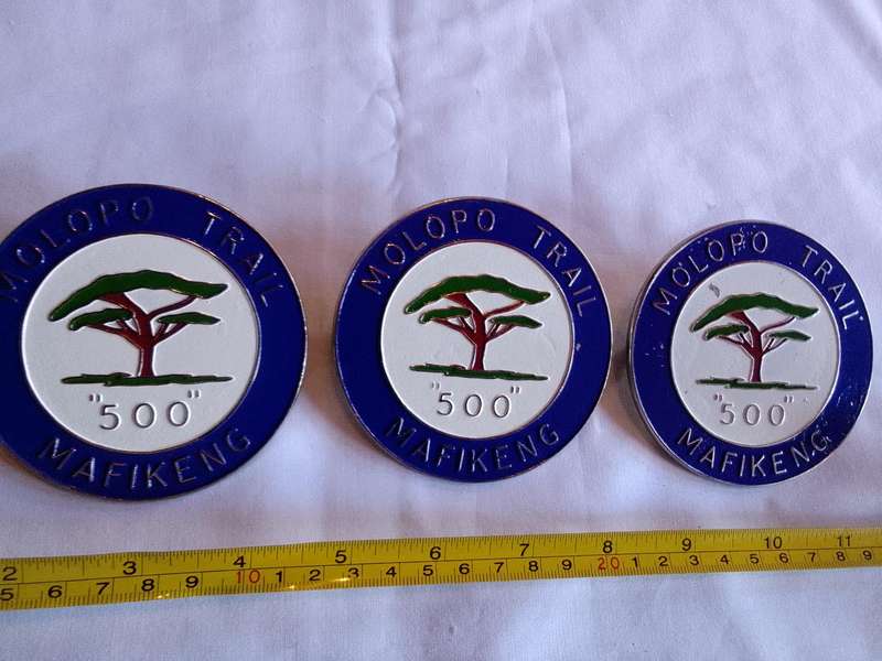 Stunning Vintage X Three Molopo Trail "500" Mafikeng Badge- Bidding On One - In Good Condition