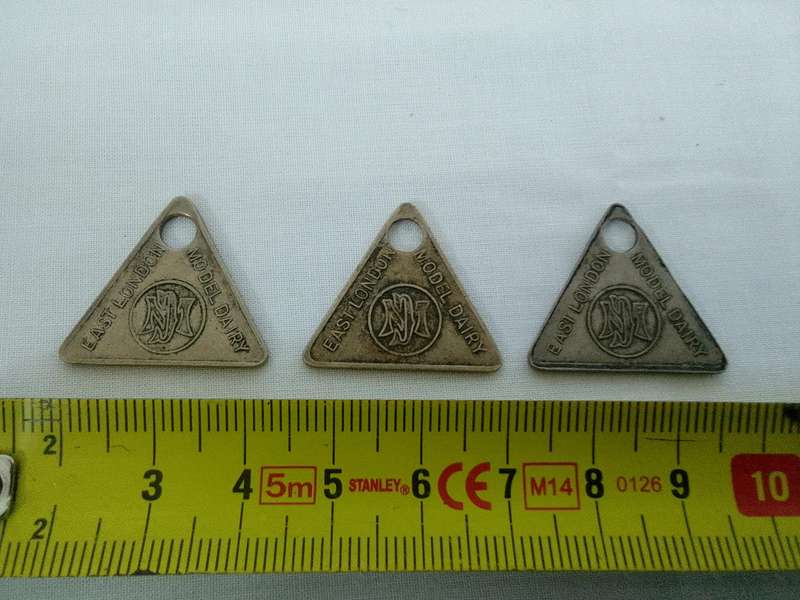 3 x E.L. Model Dairy One Pint Milk Nickel Token Listed Hearn's Item (2009) 366e Pg175-Bidding On One