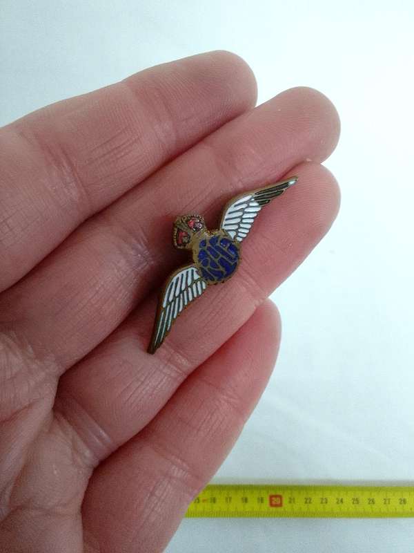 Antique WW2 Royal Air Force (RAF)  Enameled Wings Sweetheart Brooch - Good Condition