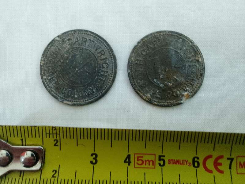 Two Rare Vintage John Henry Cartwright 1 Shilling Tokens - Cape Colony