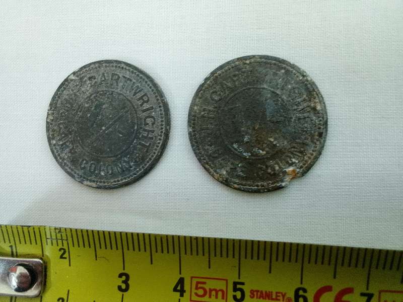 Two Rare Vintage John Henry Cartwright 1 Shilling Tokens - Cape Colony