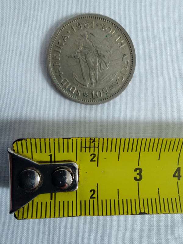 Silver South Africa 1961 - 10 Cent Coin -Eendrag Maak Mag / Unity Is Strenght - Good Condition