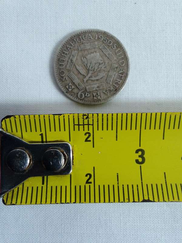 Silver Suid Afrika / South Africa Union Silver Sixpence 1950 -6D Coin - Good Condition