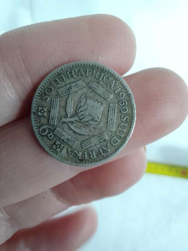 Silver Suid Afrika / South Africa Union Silver Sixpence 1950 -6D Coin - Good Condition