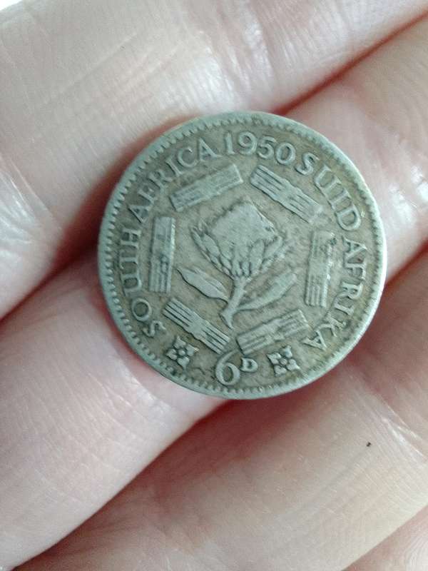 Silver Suid Afrika / South Africa Union Silver Sixpence 1950 -6D Coin - Good Condition