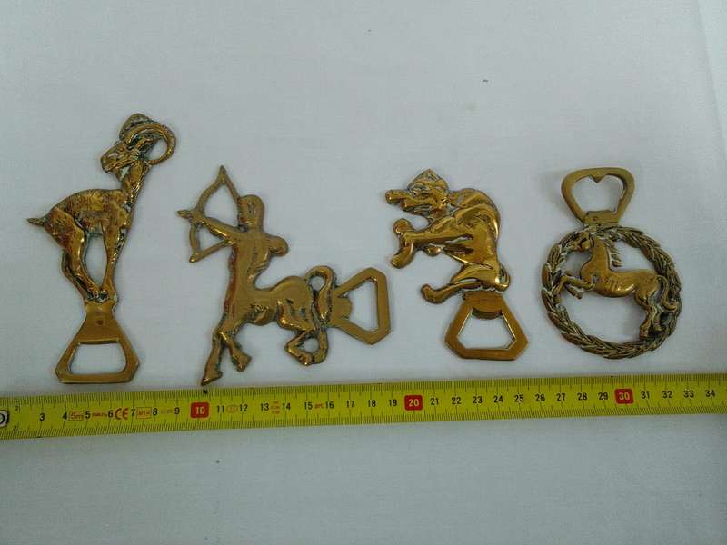 Four Stunning Vintage Brass Bottle Openers - Good Condition