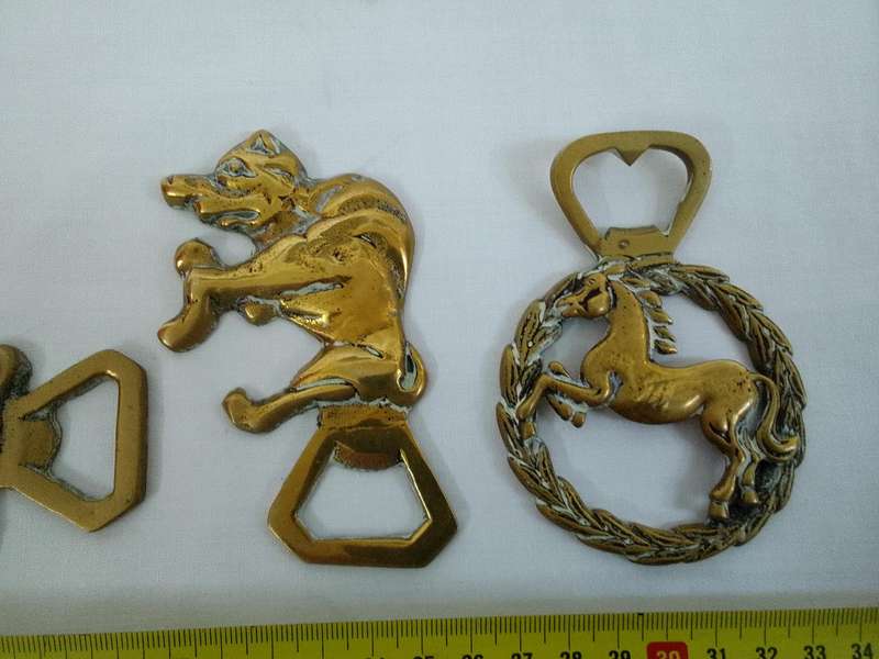 Four Stunning Vintage Brass Bottle Openers - Good Condition