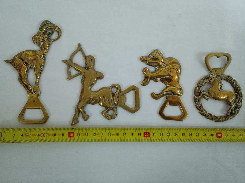 Four Stunning Vintage Brass Bottle Openers - Good Condition