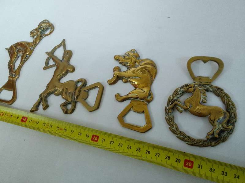 Four Stunning Vintage Brass Bottle Openers - Good Condition