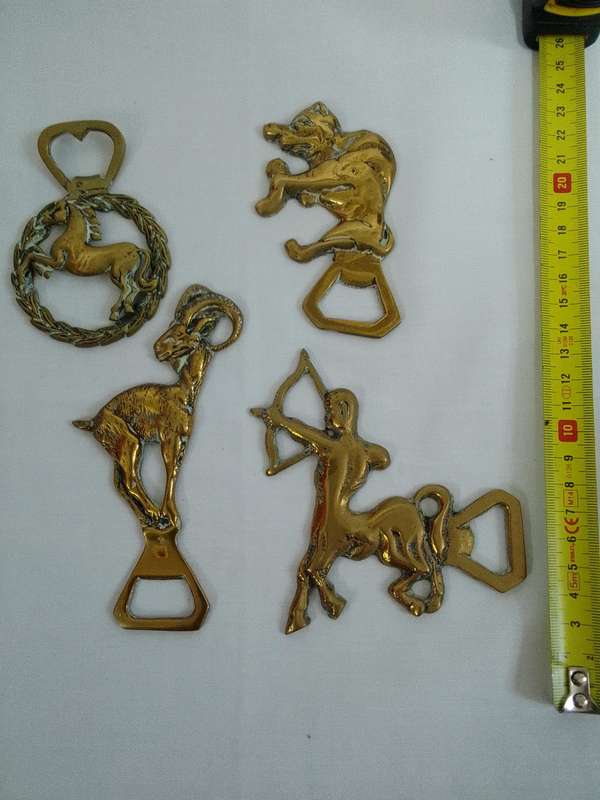Four Stunning Vintage Brass Bottle Openers - Good Condition