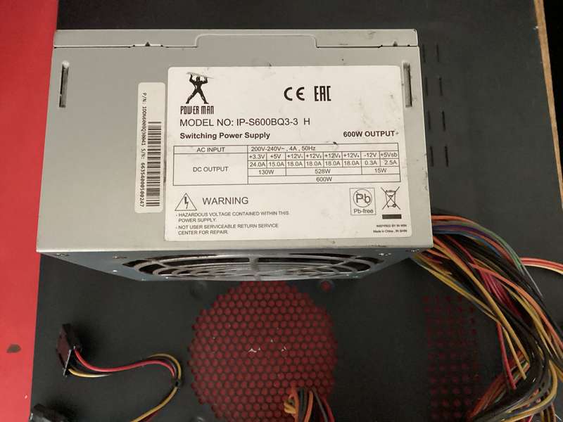 Power man 600w desktop power supply standard size