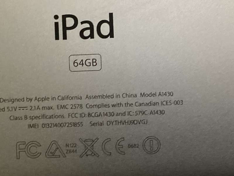 Apple iPad A1430 sold for spares /repair
