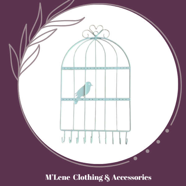 Metal Bird Cage Jewellery Hanger - White