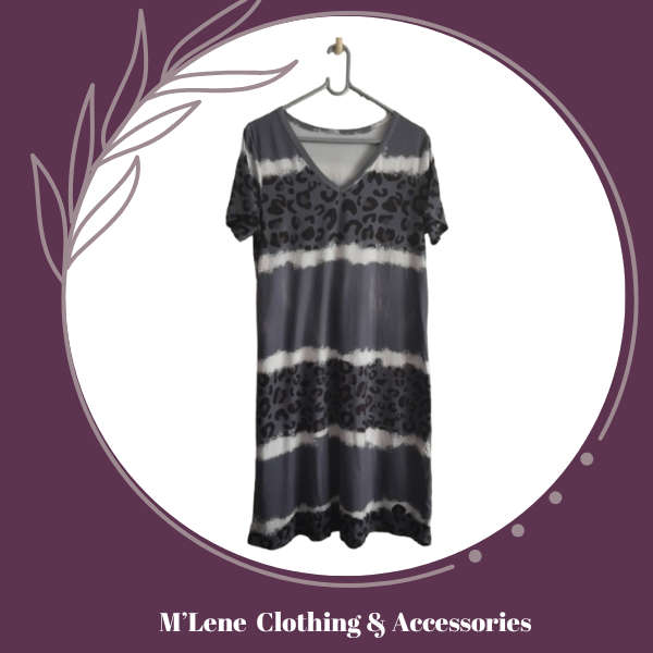 Grey Leopard Print & Tie Dye Dress