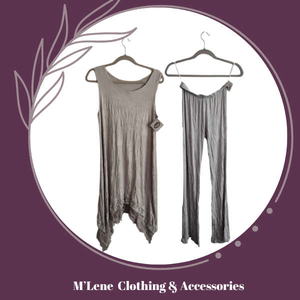 Light Grey Pants & Pointy Dress - L