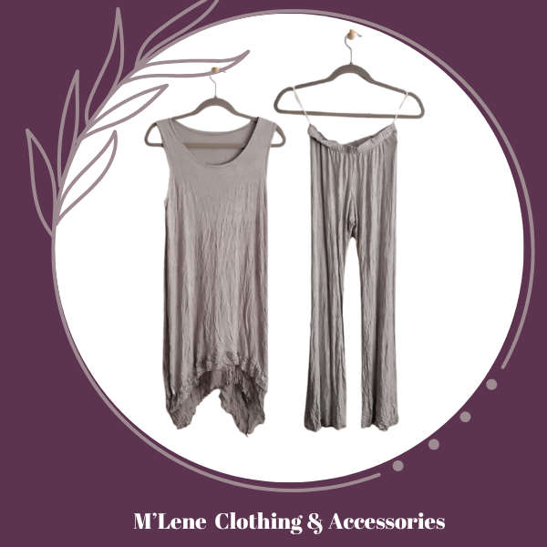 Light Grey Pants & Pointy Dress - M