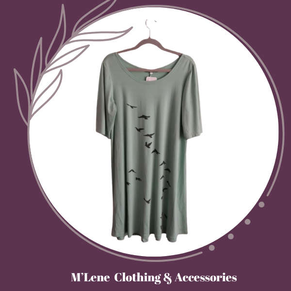 Ladies T-shirt Dress - Light Green - 2XL