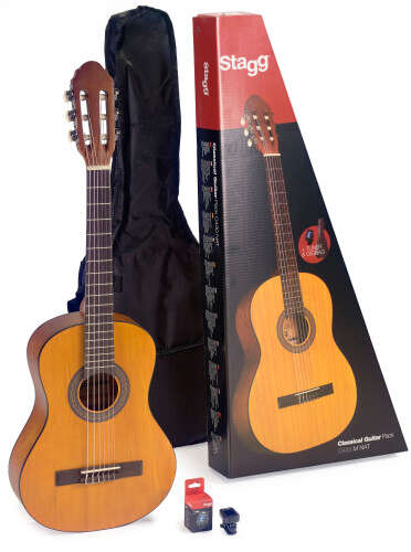 STAGG 3/4 Size C430 Classical Natural Guitar Pack incl Tuner, Bag (Box is Damaged but unit is 100%)