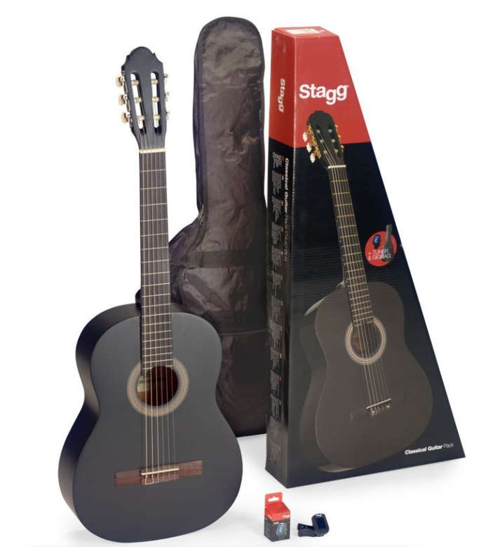 Stagg C410 (1/2 Size) Classical Guitar Black Pack incl Bag & Tuner-Box is Damaged, but unit is 100%