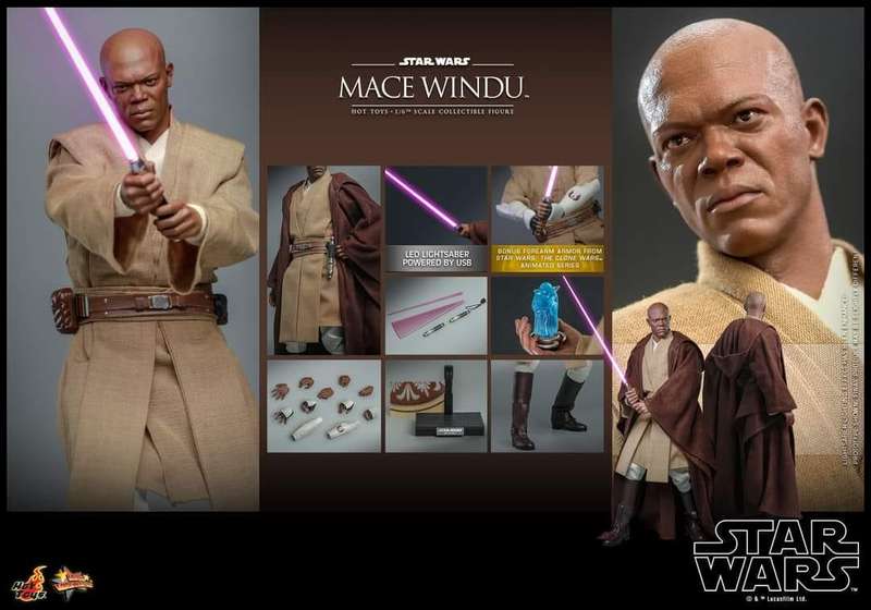 Hot Toys MMS681 - Star Wars Attack Of The Clones - Mace Windu
