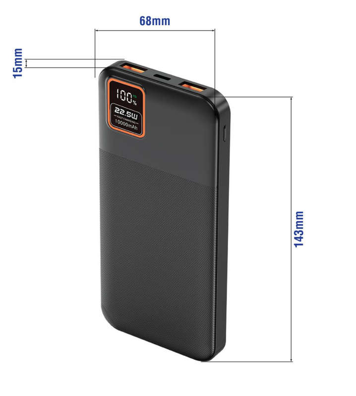 SUPA FLY 10,000mAh Fast Charge with LCD Display Power Bank