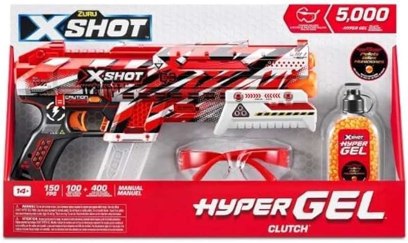 X-Shot Hyper Gel Clutch Blaster (5,000 Hyper Gel Pellets) by ZURU