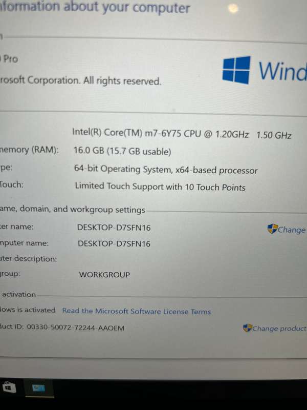 Dell 7370 Ultrabook Laptop - QHD 3K Touch Screen - Intel Core M7 - 16GB RAM - 128GB SSD Win 11