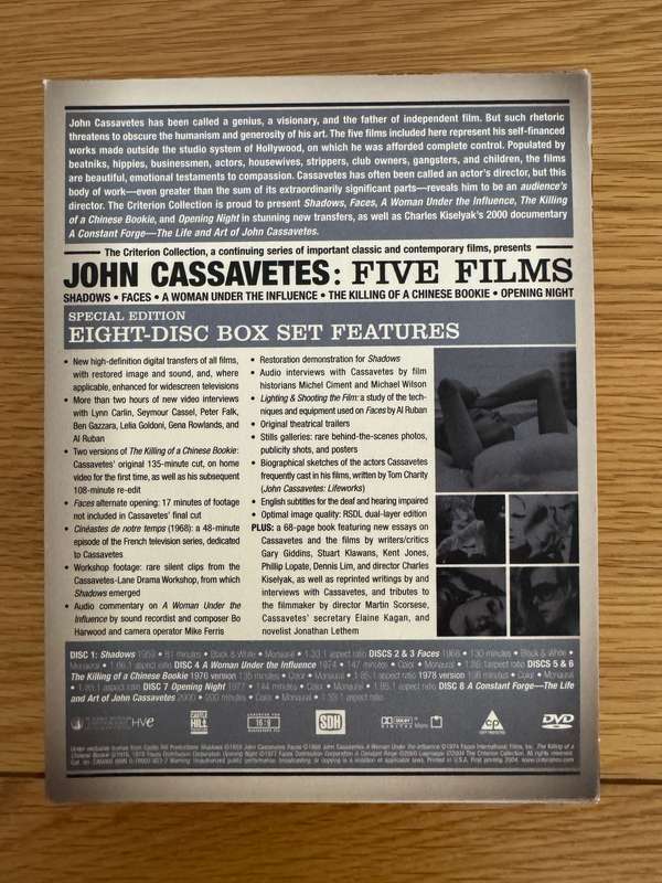 John Cassavetes: Five Films R1 Criterion DVD
