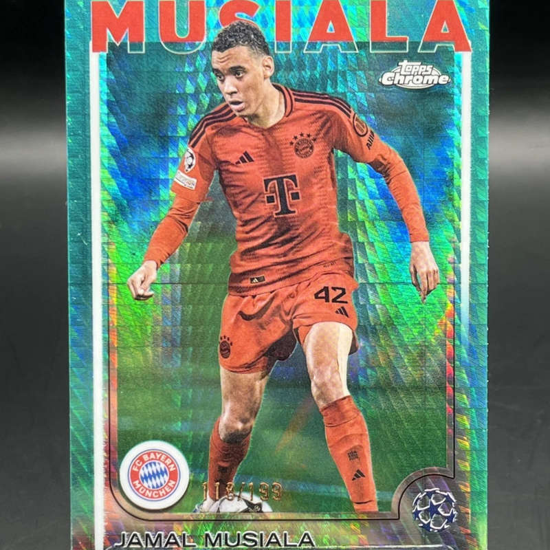 2024-25 Topps Chrome Club Competitions Jamal Musiala #42 Aqua Prism /199