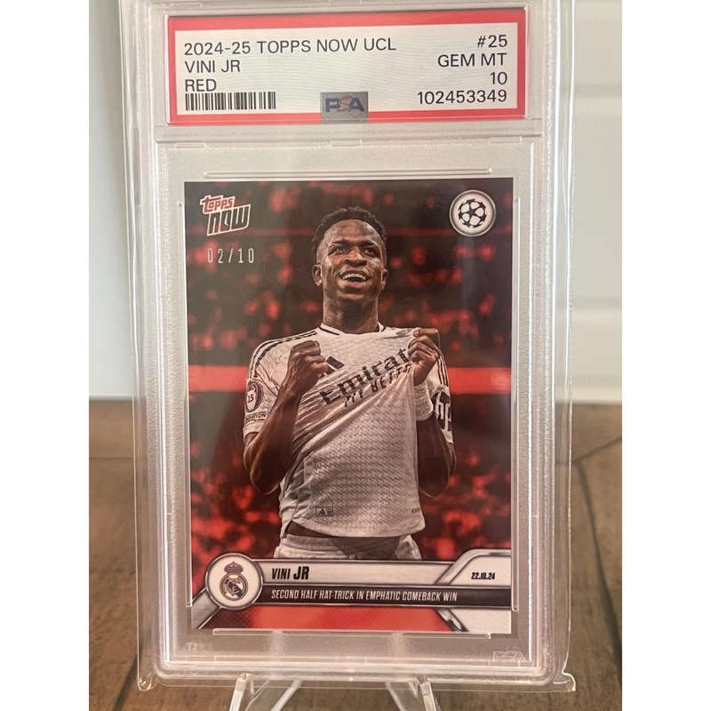 Ultra Rare 2024 Topps Now UCL Vinicius Junior Red /10 PSA GEM Mint 10