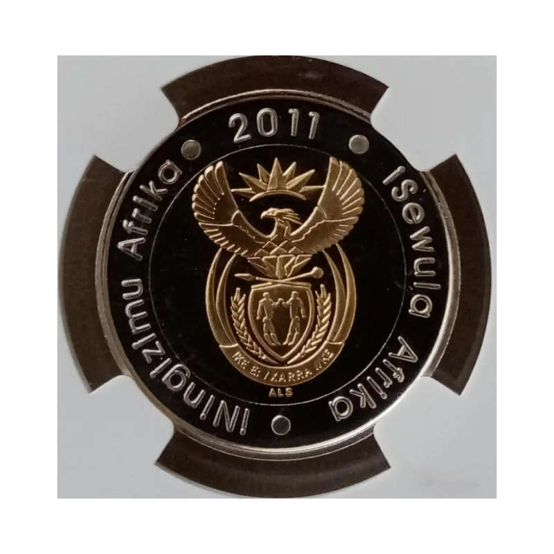 NGC Graded 2011 South Africa Proof Five Rand Coin - PF69 Ultra Cameo (90th Anniversary)
