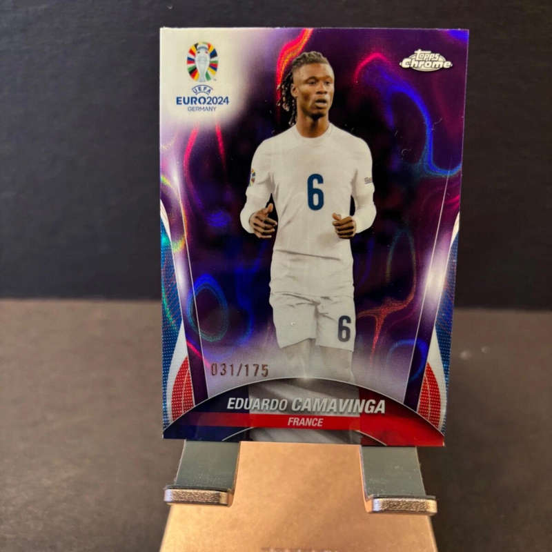 2023-24 Topps Chrome UEFA Euro Eduardo Camavinga Purple Lava Refractor /175