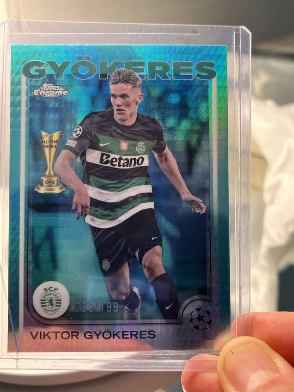 2024-25 Topps Chrome Rookie Card (RC) - Viktor Gyokeres Aqua Lava /199