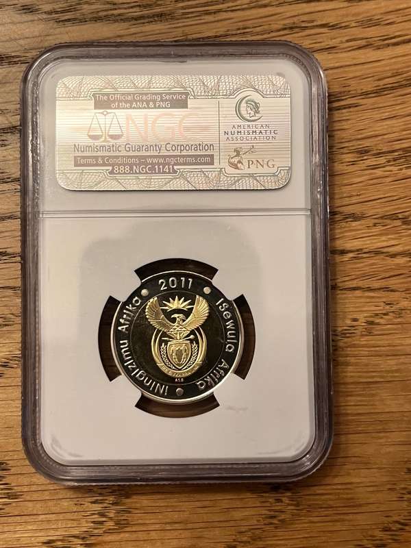 NGC Graded 2011 South Africa Proof Five Rand Coin - PF69 Ultra Cameo (90th Anniversary)